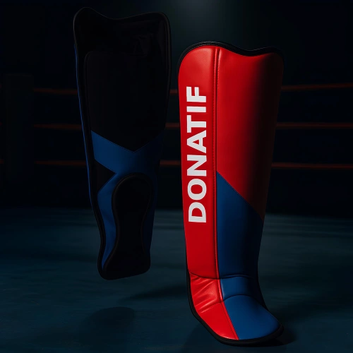 Protège-tibias de boxe au design rouge bleu - PB8 | Professionnel - Utilisation