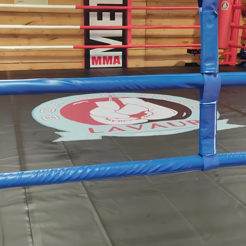 Ring de boxeo - Boxeo elevado 90 cm | Tamaño variable: piso con el logotipo visual del cliente
