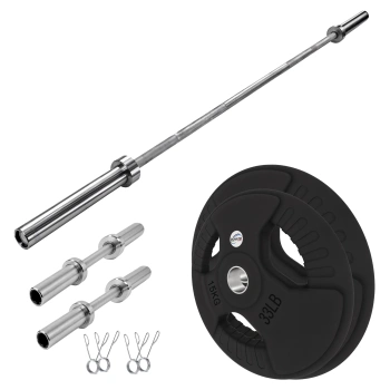 Olympic Set - Barbell and Dumbbells with 110 Kg of Discs - Full View Kit