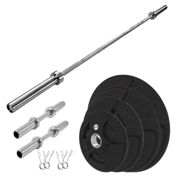 Olympic Set - Barbell and Dumbbells with 210 Kg of Discs - Full View Kit