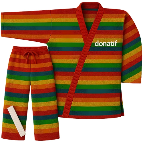 Judogi - Multicolored Striped Design - JU3 | Professional - Full View