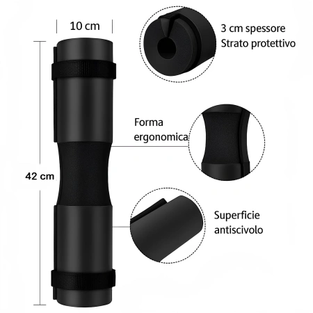 Barbell Pad Anti-Slip for Squats | Professional - Visual Measurements