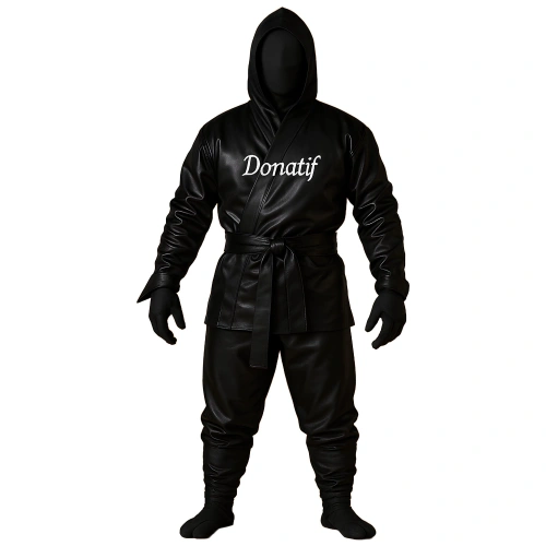 Ninja Design Schwarzer Gi mit Kapuze - NJ1 | Professionell - Vollansicht