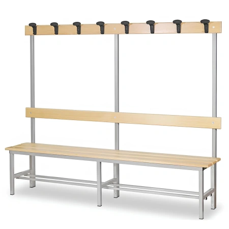 Banc de vestiaire en aluminium de 2 mètres avec cintre pour 8 places