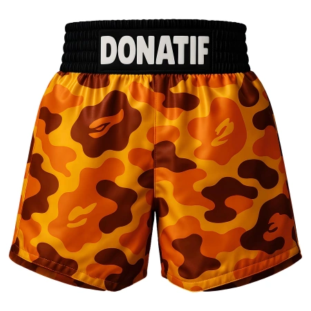 Pantaloncini da Muay Thai Satinati - PC12 | Professionali - Visuale Completa