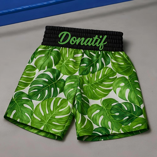 Pantalones cortos de Muay Thai Verde - PC14 | Profesional - Vista frontal