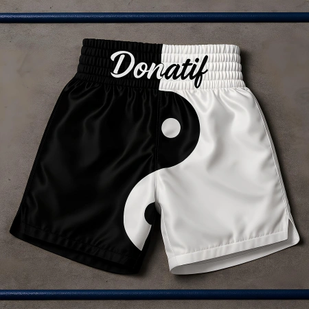 Short Muay Thai Ying Yang - PC15 | Professionnel - Vue de face