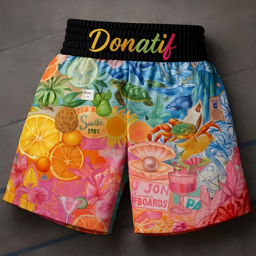Pantalones cortos de Muay Thai Multicolor - PC17 | Profesional - Vista frontal