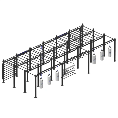 Cadre de gymnastique suédoise avec sacs de frappe - CH5 | Extérieur - Vue complète