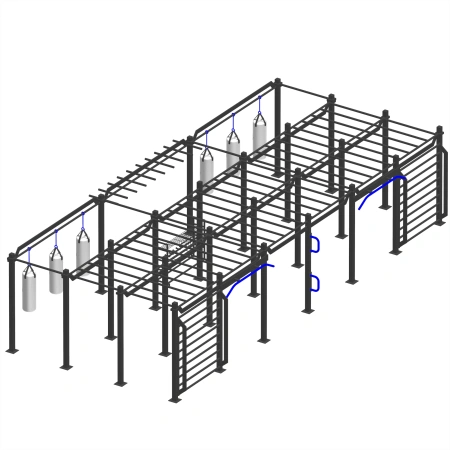 Cadre de gymnastique suédoise avec sacs de frappe - CH5 | Extérieur - Vue latérale