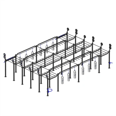 Struttura Calisthenics Tripla - CH12 | Parco Outdoor - Visuale Totale