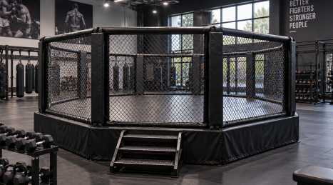 Gabbia MMA in palestra professionale: layout, installazione e documentazione