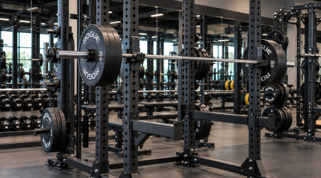 Power rack en un gimnasio profesional: disposición, fijación y distancias