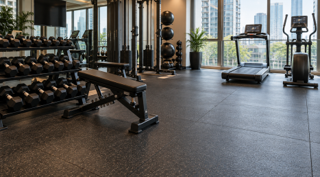 Suelos para el gimnasio de un edificio de viviendas: cómo elegir la solución más adecuada