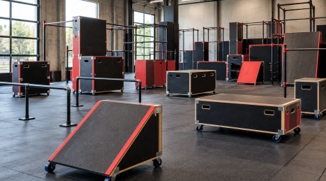 Módulos fijos o móviles para un gimnasio de parkour: guía para la elección y la configuración