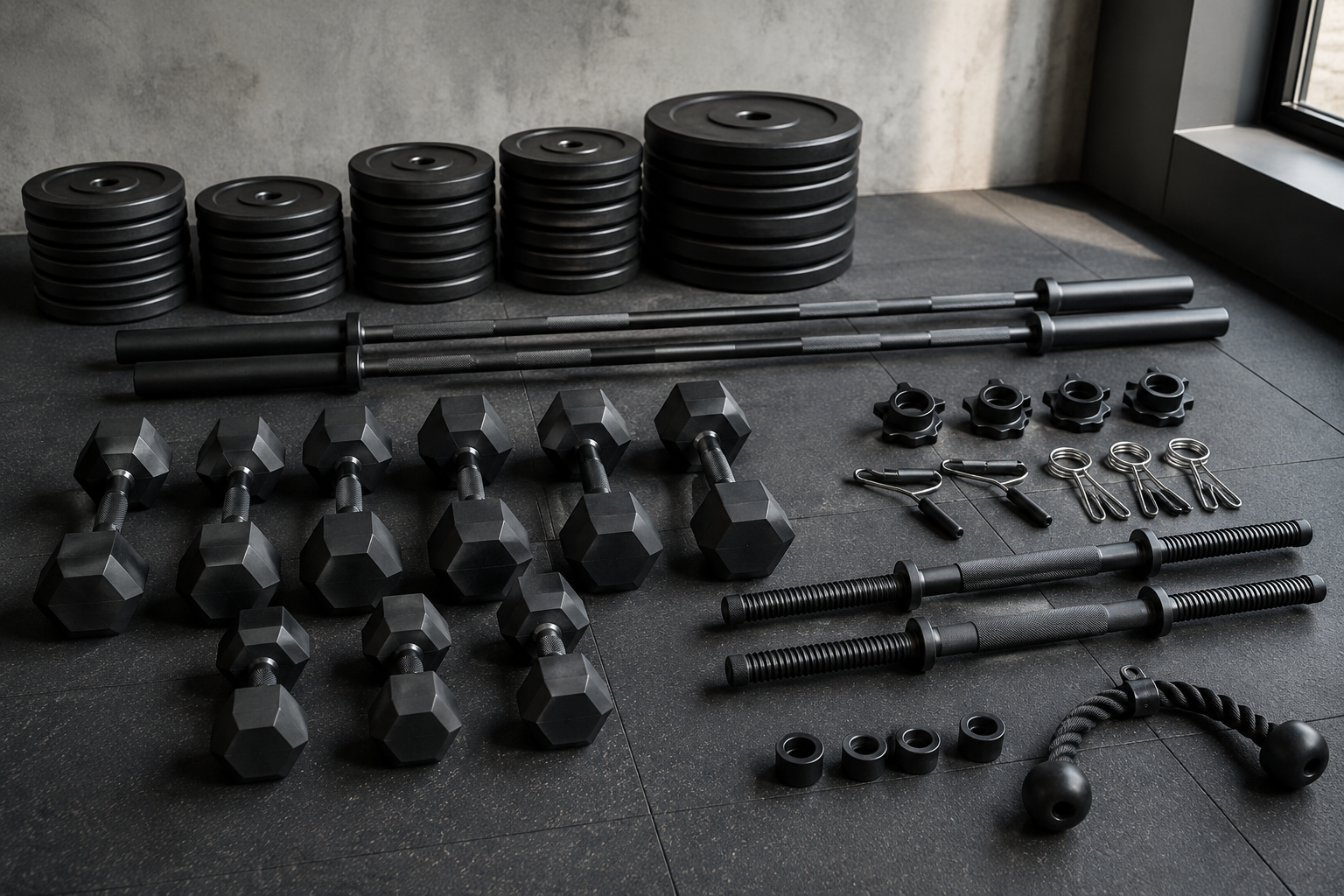 Kit de mancuernas y barra: crea un conjunto modular que se adapta a tu entrenamiento