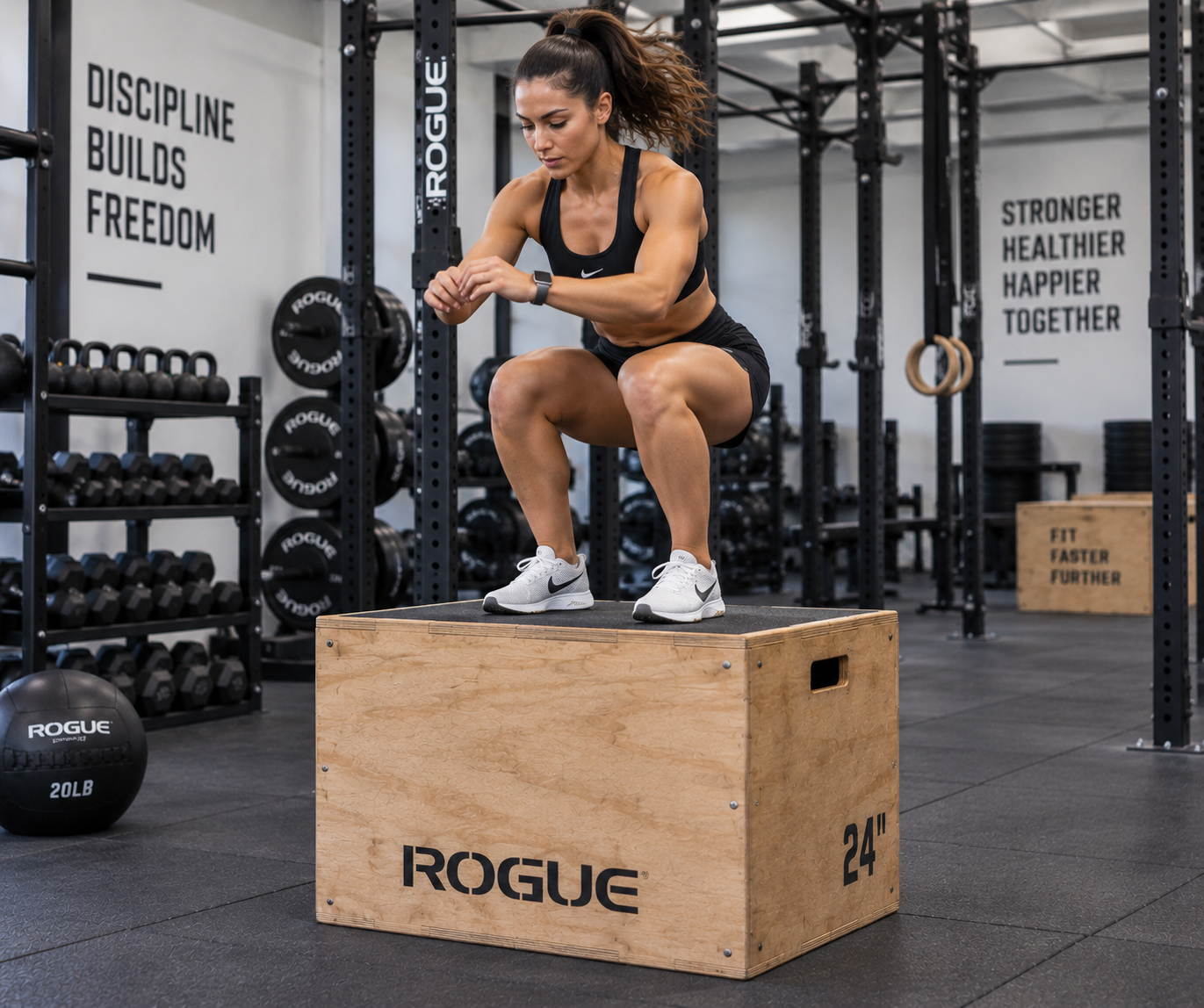 Plyo-Box im professionellen Fitnessstudio: Ausstattung des Functional-Bereichs