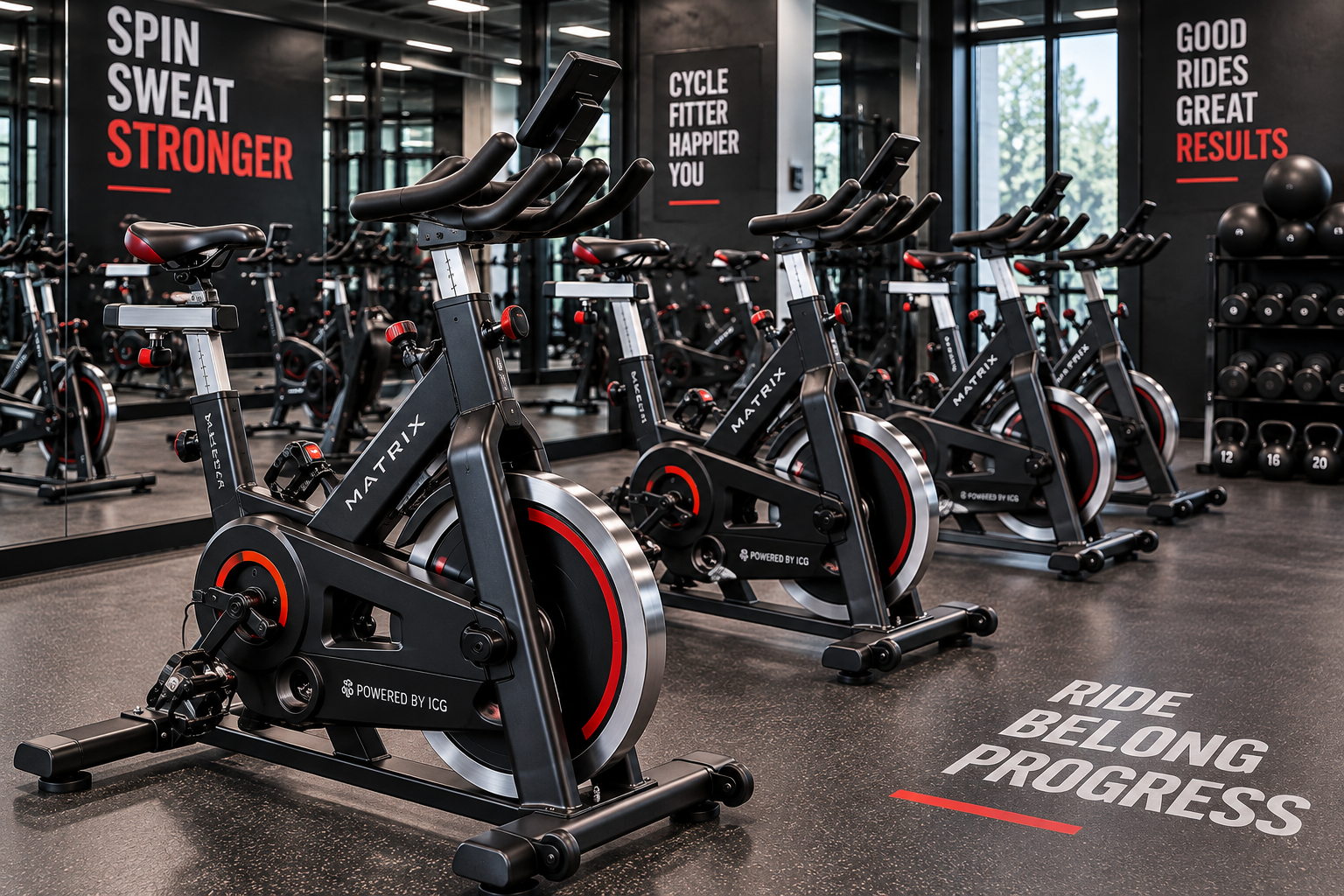 Vélo de spinning en salle de sport professionnelle : densité des postes, ventilation et maintenance du parc