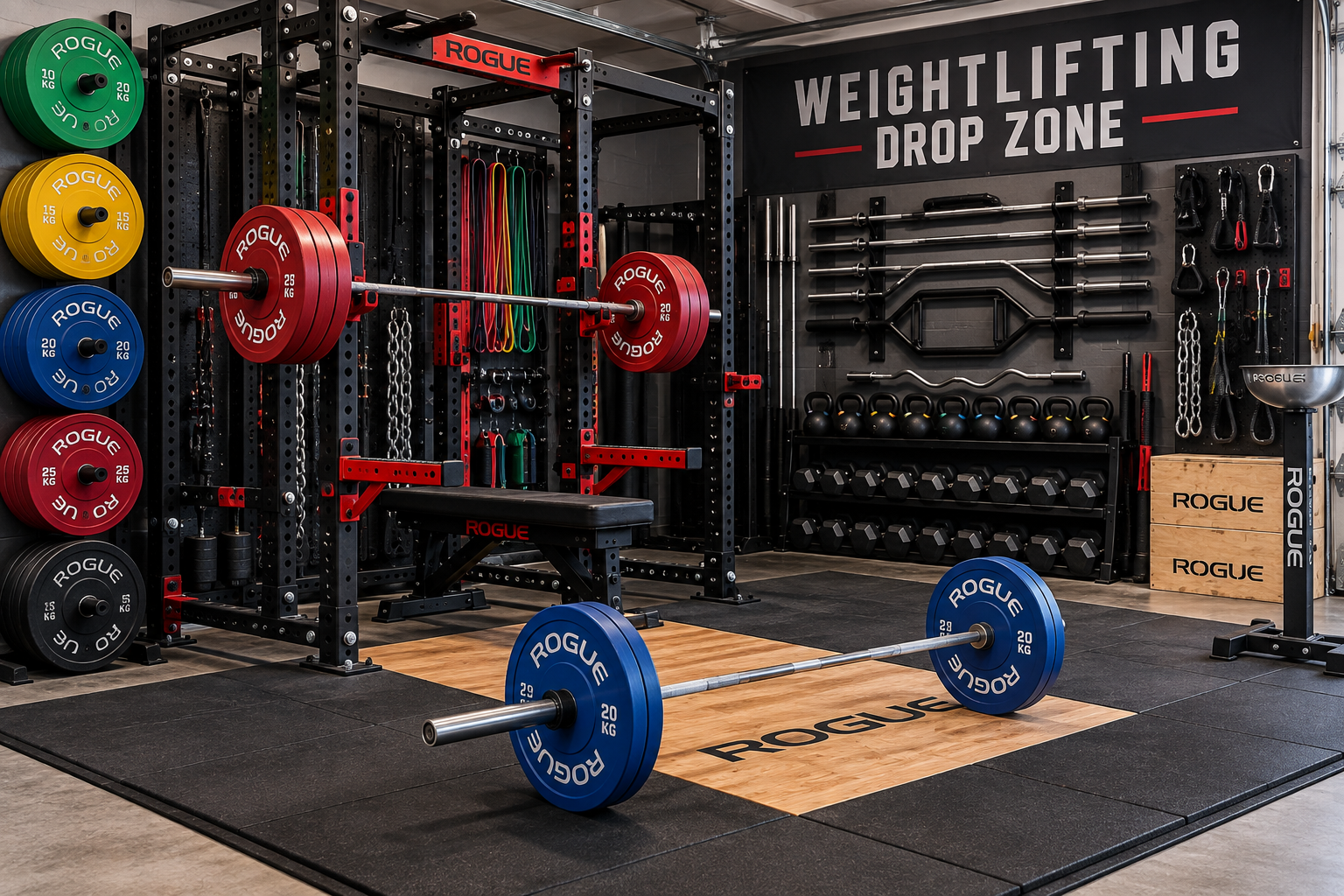 Sicurezza attrezzatura weightlifting: area di caduta e pavimentazione adeguata