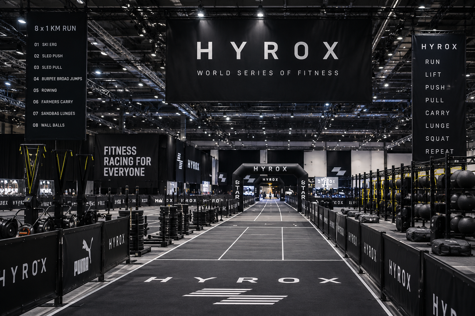 Hyrox en un gimnasio profesional: cómo diseñar el espacio, las pistas y las estaciones