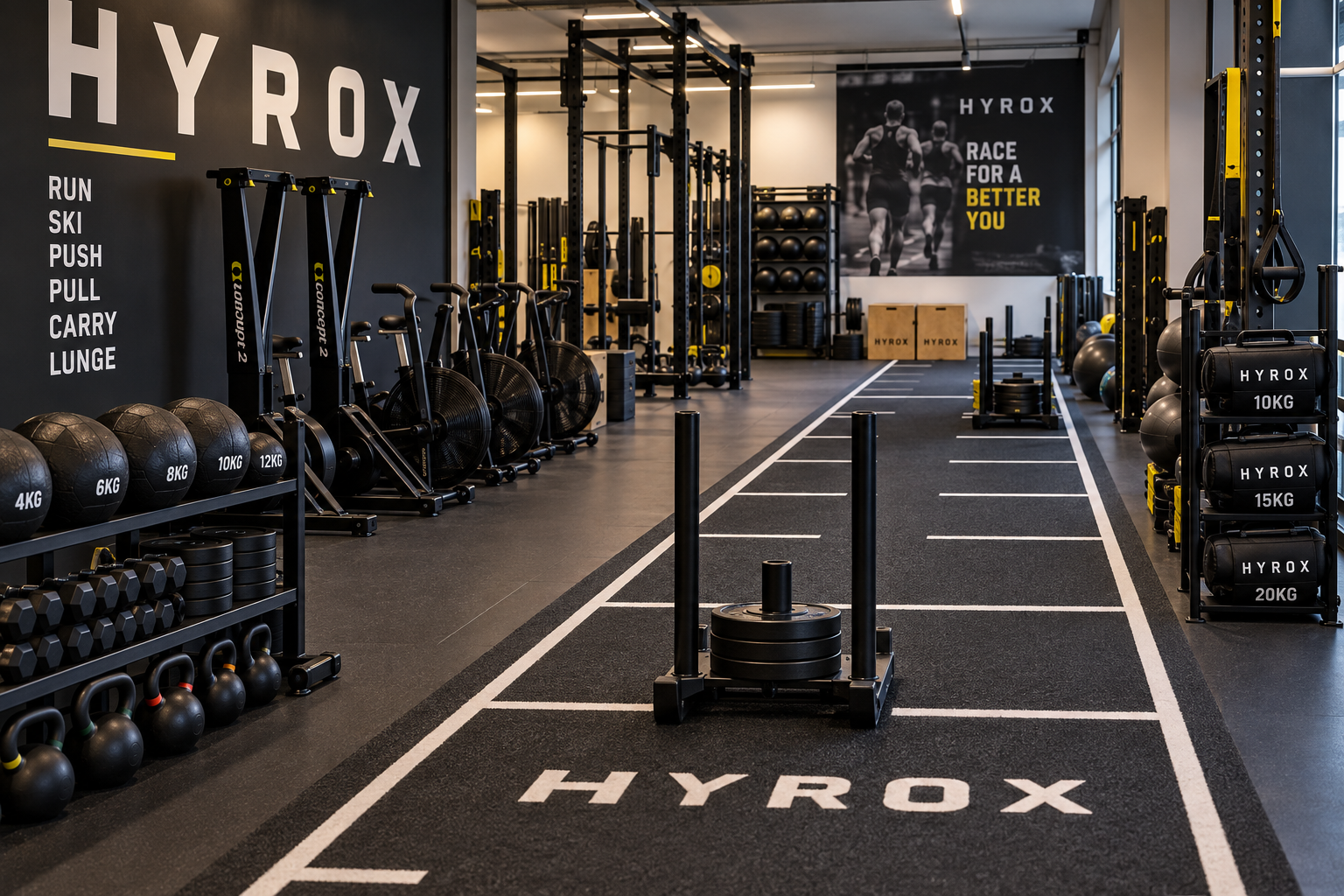 Espacio necesario para el entrenamiento Hyrox