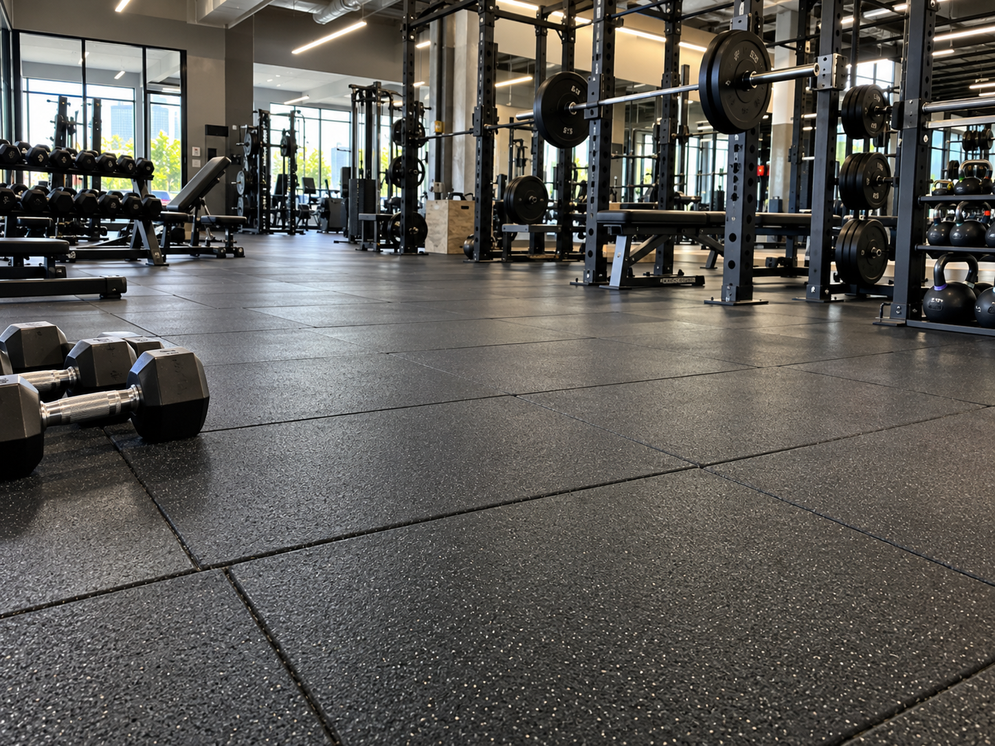 Suelo amortiguador en un gimnasio profesional: guía sobre la base, la instalación y la acústica