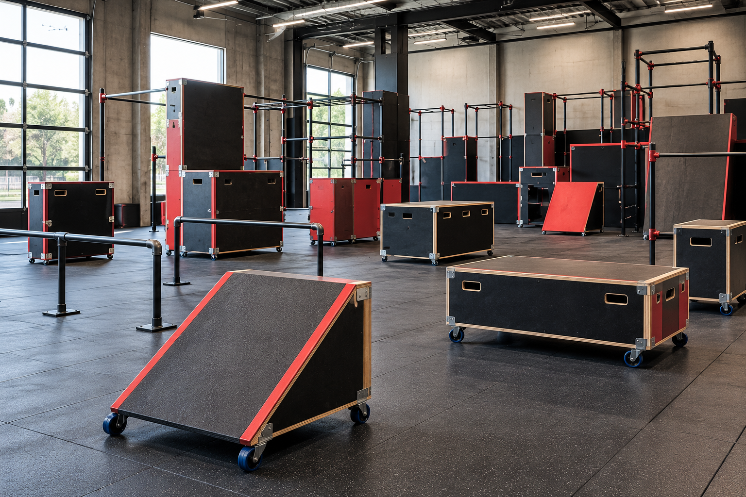 Módulos fijos o móviles para un gimnasio de parkour: guía para la elección y la configuración