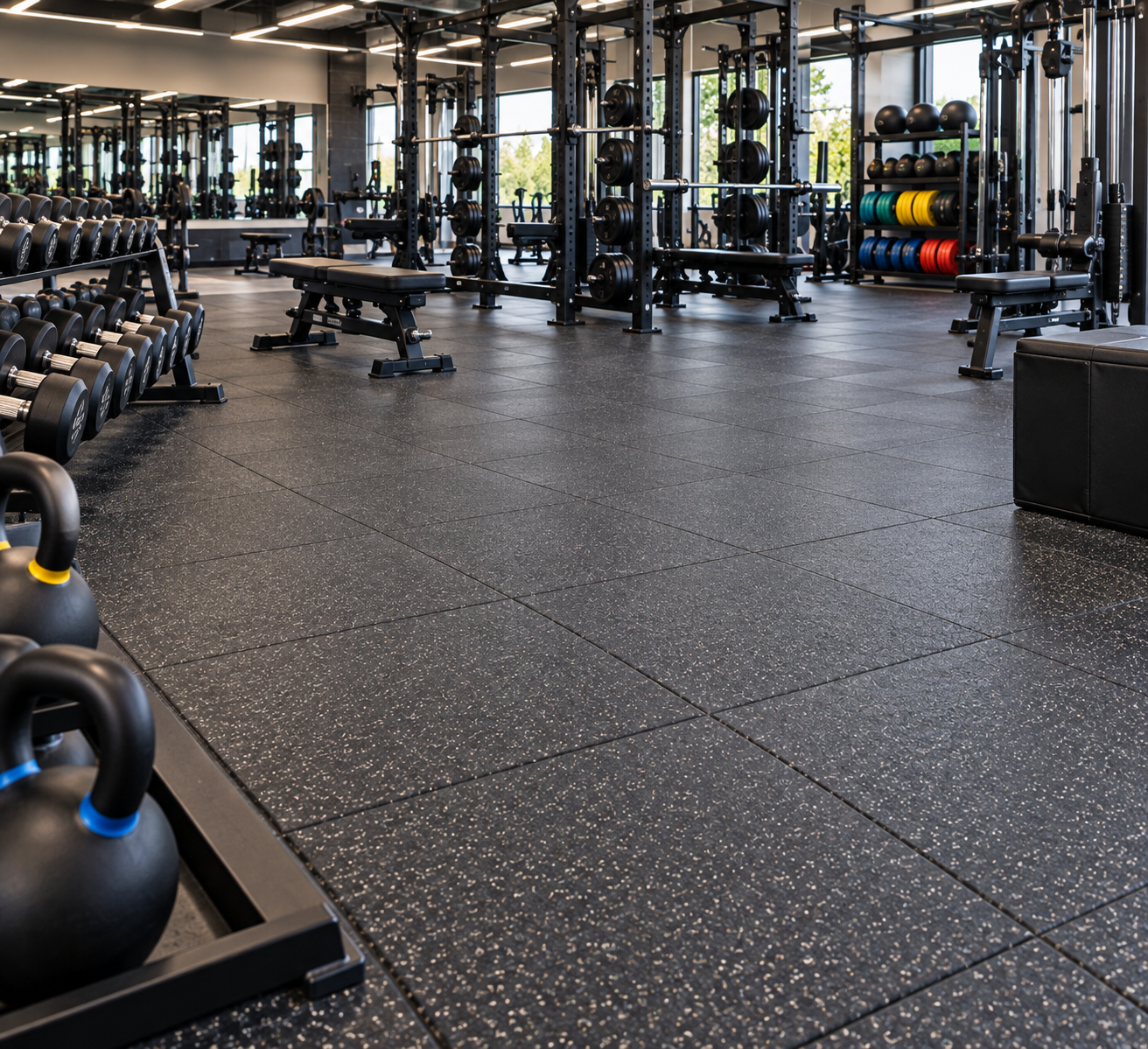 Suelo amortiguante para exteriores en un gimnasio profesional: drenaje, instalación y pliego de condiciones
